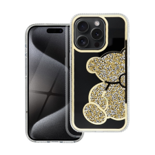 Teddy Bear iPhone 13 Pro csillogó köves tok, arany tok és táska