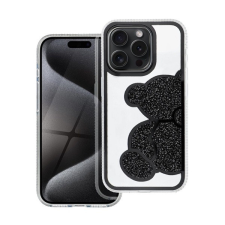 Teddy Bear iPhone 14 Pro Max csillogó köves tok, fekete tok és táska