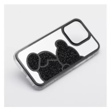 Teddy Bear iPhone 15 csillogó köves tok fehér-fekete (101191) (101191) tok és táska