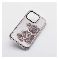 Teddy Bear iPhone 16 Plus csillogó köves tok fehér-rózsaszín (101234) tok és táska