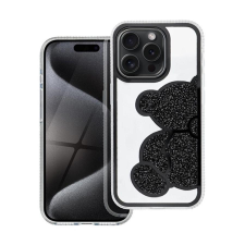 Teddy Bear iPhone 16 Pro csillogó köves tok, fekete tok és táska