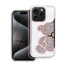 Teddy Bear iPhone 16 Pro Max csillogó köves tok, rózsaszín tok és táska