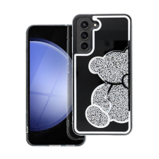 Teddy Bear Samsung Galaxy A55 5G csillogó köves tok, ezüst tok és táska