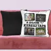 TeeInBlue A legjobb keresztapa fényképes párna 4 képpel Párna / FEKETE PLÜSS HÁTOLDAL / antiallergén