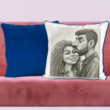TeeInBlue Egyedi AI Ceruzarajz Karikatúra párna Párna / KÉK PLÜSS HÁTOLDAL / szivacs lakástextília