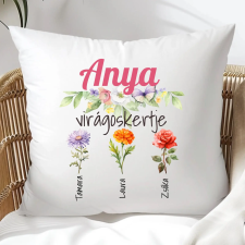 TeeInBlue Egyedi anyák napi ajándék párna a gyerekek nevével Párna / FEHÉR HÁTOLDAL / antiallergén lakástextília