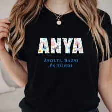 TeeInBlue Egyedi anyák napi póló a gyerekek nevével FEKETE PÓLÓ / fekete / S ajándéktárgy
