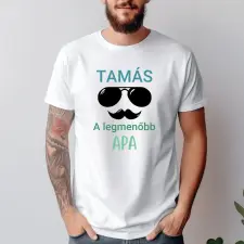 TeeInBlue Egyedi feliratos póló apák napjára napszemüveg mintával Fehér póló / fehér / L ajándéktárgy