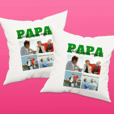 TeeInBlue Egyedi fényképes apák napi párna 4 képpel Kétoldalas párna / Fehér / szivacs lakástextília