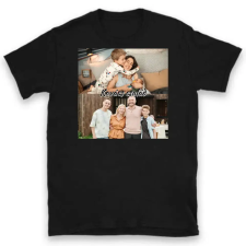 TeeInBlue Egyedi fényképes póló 2 képpel Póló / fekete / 2XL ajándéktárgy
