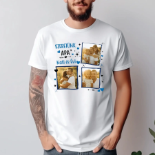 TeeInBlue Egyedi fényképes póló apának 3 képpel Fehér póló / fehér / 2XL ajándéktárgy