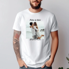 TeeInBlue Egyedi fényképes póló felirattal Póló / fehér / XL ajándéktárgy