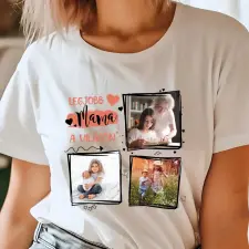 TeeInBlue Egyedi fényképes póló mamának 3 képpel Póló / fehér / XL ajándéktárgy