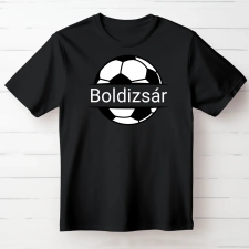 TeeInBlue Egyedi neves póló focis mintával Fekete póló / fekete / L ajándéktárgy