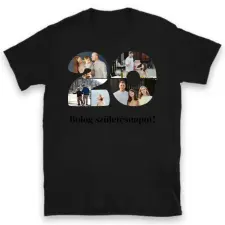 TeeInBlue Egyedi póló számmal évfordulóra, születésnapra 20-29 Póló / fekete / 2XL ajándéktárgy
