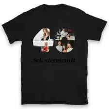 TeeInBlue Egyedi póló számmal évfordulóra, születésnapra 40-49 Póló / fekete / 2XL ajándéktárgy