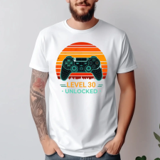 TeeInBlue Egyedi szülinapi gamer póló level unlocked Fehér póló / fehér / M ajándéktárgy