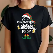 TeeInBlue Ez a karácsonyi sörözős pólóm manó mintával Fekete póló / fekete / S ajándéktárgy