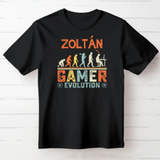 TeeInBlue Gamer evolution egyedi neves póló Fekete póló / fekete / L ajándéktárgy