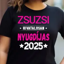 TeeInBlue Hivatalosan nyugdíjas póló névvel - nyugdíjas búcsúztató ajándék Fekete póló / fekete / M ajándéktárgy