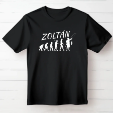TeeInBlue Horgász evolution egyedi neves póló Fekete póló / fekete / L ajándéktárgy