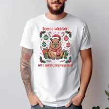 TeeInBlue Karácsonyi vicces capybara mintás póló egyedi felirattal Fehér póló / fehér / L ajándéktárgy