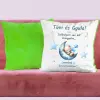 TeeInBlue Keresztszülő felkérő ajándék párna fiús mintával Párna / ZÖLD PLÜSS HÁTOLDAL / antiallergén