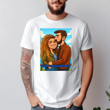 TeeInBlue Saját fotós karikatúra póló Fehér póló / fehér / XL ajándéktárgy