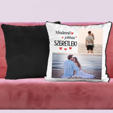 TeeInBlue Valentin napi egyedi fényképes párna 2 képpel Párna / FEKETE PLÜSS HÁTOLDAL / szivacs lakástextília