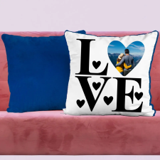 TeeInBlue Valentin napi fényképes párna love Párna / KÉK PLÜSS HÁTOLDAL / szivacs lakástextília