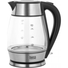 Teesa Elektromos Vízforraló, Üveg + Inox, 2000 W, Fekete, 1,7 L (TSA1512B) vízforraló és teáskanna