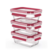 Tefal Masterseal Fresh Glass, 3 db-os téglalap alakú élelmiszertároló, 0,45L (N1051110) papírárú, csomagoló és tárolóeszköz