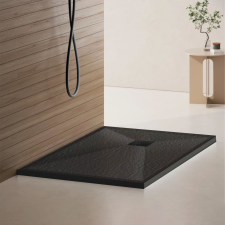  Téglalap alakú zuhanytálca 80x120 cm, keskeny 3 cm, sötétszürke kád, zuhanykabin