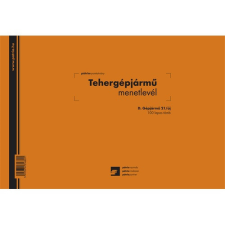 Tehergépjármű menetlevél 100 lapos tömb A/4 fekvő nyomtatvány