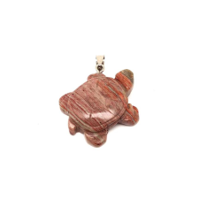 Teknős medál jáspis szivárvány 3,5x3,5cm medál