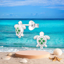  TEKNŐSBÉKA EZÜST STIFT FÜLBEVALÓ CIRKÓNIA KÖVEKKEL fülbevaló