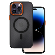 Tel Protect iPhone 13 Pro Magnetic Carbon tok fekete-narancs (Magsafe kompatibilis) tok és táska