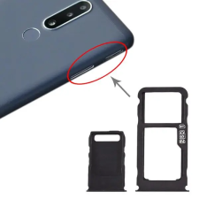  tel-szalk-017463 Nokia 3.1 Plus fekete SIM & SD kártya tálca mobiltelefon, tablet alkatrész