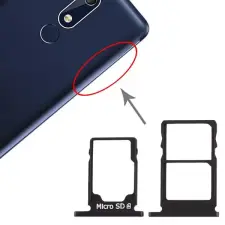  tel-szalk-017465 Nokia 5.1 fekete SIM & SD kártya tálca mobiltelefon, tablet alkatrész