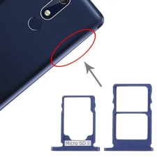  tel-szalk-017466 Nokia 5.1 kék SIM & SD kártya tálca mobiltelefon, tablet alkatrész