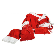  Télapó Mikulás zsák piros -fehér bársony húzószárral 1 db karácsonyi dekoráció