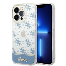  Telefontok iPhone 14 Pro - Guess Pattern Script - kemény hátlaptok - Kék/átlátszó tok és táska