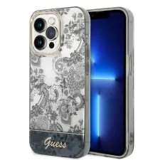  Telefontok iPhone 14 Pro - Guess Porcelain Collection - kemény hátlaptok - fekete/fehér tok és táska