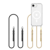  Telefontok iPhone 17e - Tech-Protect Flexair Chain - MagSafe kompatibilis átlátszó műanyag hátlap tok + arany/fekete nyakba akasztó