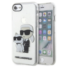  Telefontok iPhone 7 - Karl Lagerfeld Glitter Karl&Choupette átlátszó csillámos hátlap tok tok és táska
