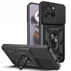  Telefontok Motorola Edge 50 Neo 5G - Camshield - fekete szilikon tok, kitámasztó ujjgyűrűvel, csúsztatható kameravédővel