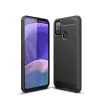  Telefontok Samsung Galaxy A21S - CARBON FIBER fekete szilikon tok