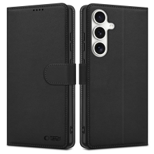  Telefontok Samsung Galaxy S25 - fekete ráhajtófüles bőr könyvtok tok és táska