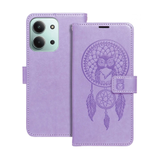  Telefontok Xiaomi Poco C85 - MEZZO bagoly mintás lila mágneses szilikon keretes könyvtok tok és táska