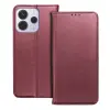  Telefontok Xiaomi Redmi Note 14 4G / LTE - Smart Magnetic burgundy szilikon keretes mágneses könyvtok